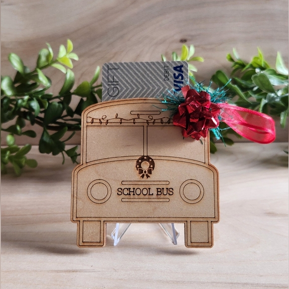 SCHOOL BUS DRIVER GIFT!!! Laser Cut & Engraved Gift Card Holder Ornament - Picture 3 of 8